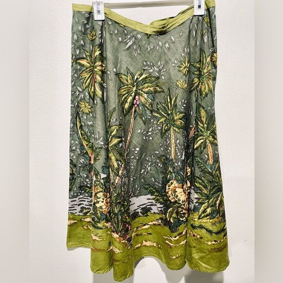 Cassee’s skirt tropical novelty print tropical palms art to wear women’s L - Picture 5 of 7